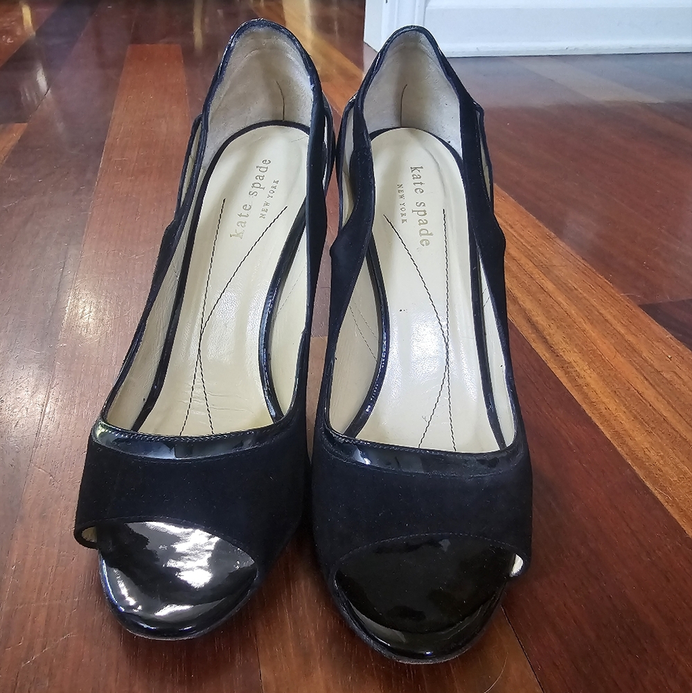 Kate Spade Black Peep Toe Heels Size 8